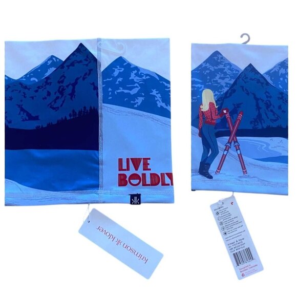 Krimson Klover Accessories - NWT Krimson Klover Illustrated Maple Neck Gaiter "Live Boldly" Blue HTF New